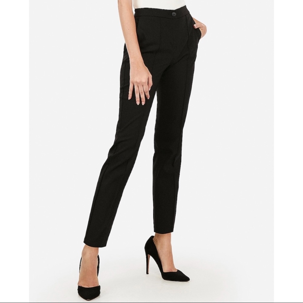 EXPRESS High Waisted Seamed Ankle Black Pant